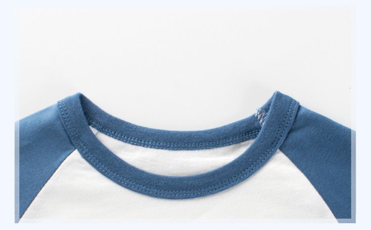 純棉長袖上衣-外星怪獸飛碟-白+藍