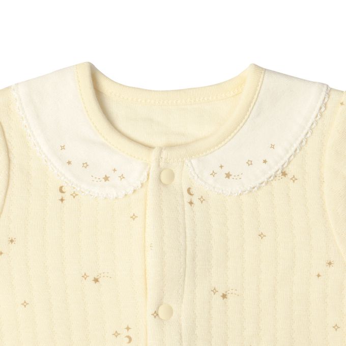 akachan honpo - 長袖有機蓬鬆保暖連身衣-奶油色 (50~70cm)