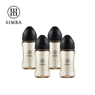 Simba 小獅王辛巴 - 蘊蜜鉑金PPSU寬口防脹氣奶瓶4支組(270ml)-新生適用-蒔黑