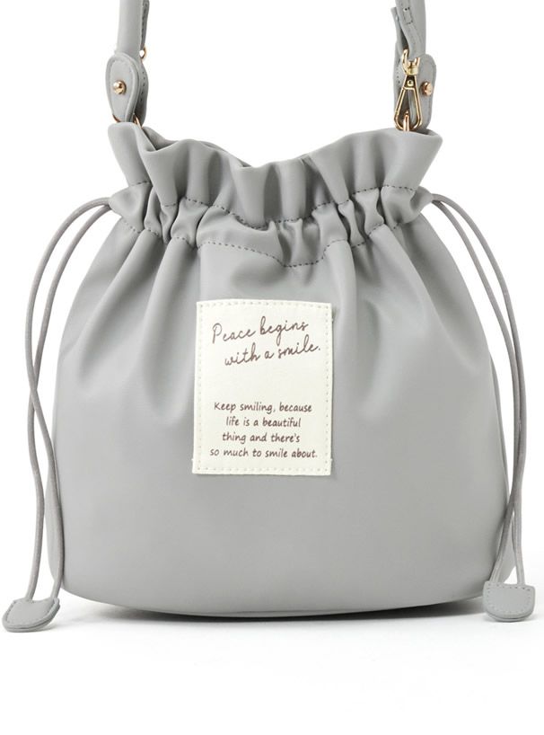 日本 GRL - 2way仿皮束口小手提包/側背包-銀