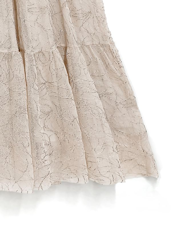 日本 GRL - 文藝花刺繡層次蛋糕裙-米杏 (F)