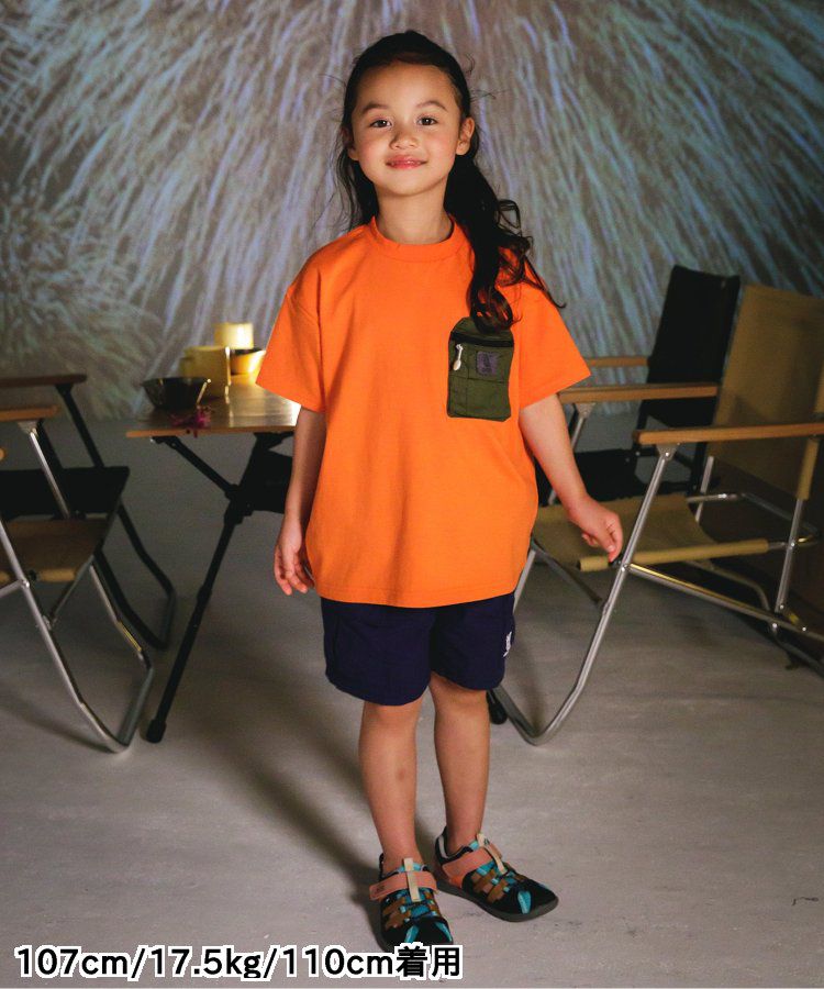 日本 BREEZE - 聯名款 口袋工裝風帥氣4分短褲-撞色-橘藍系