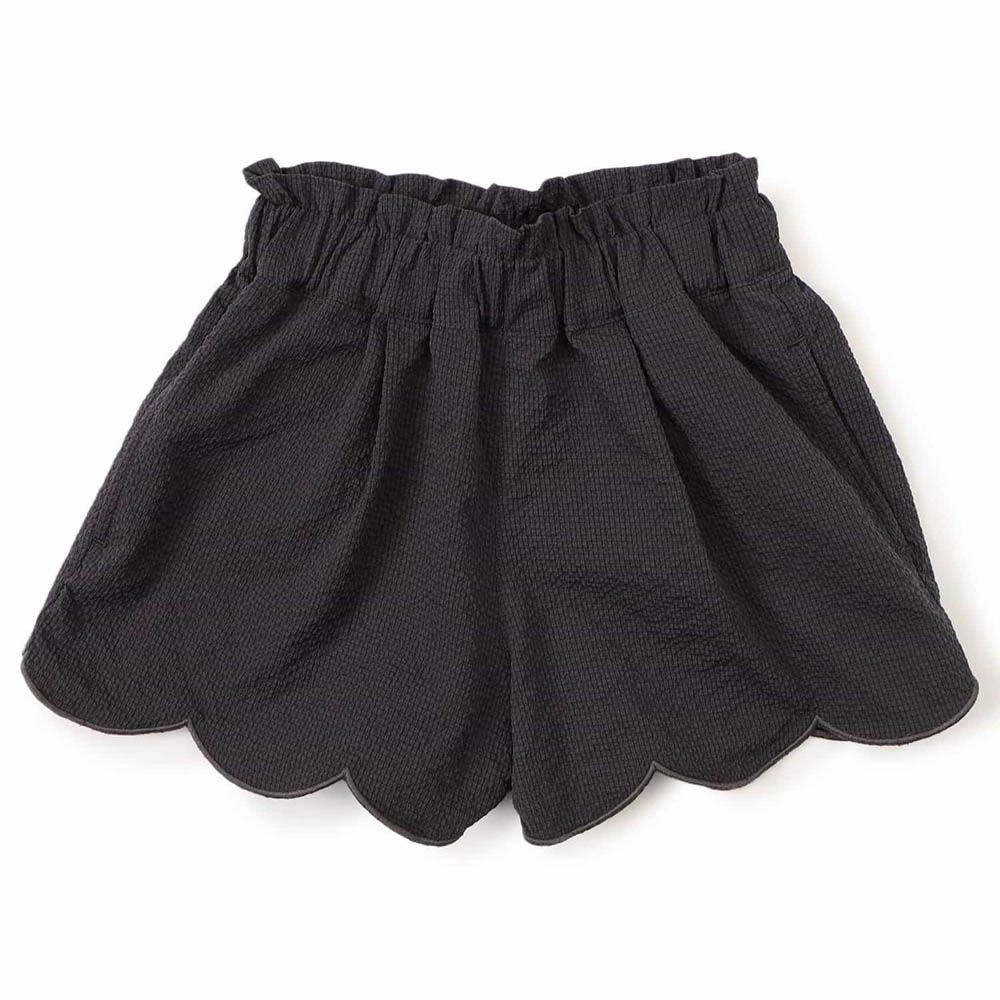 潑水加工 貝殼下擺短褲-深灰