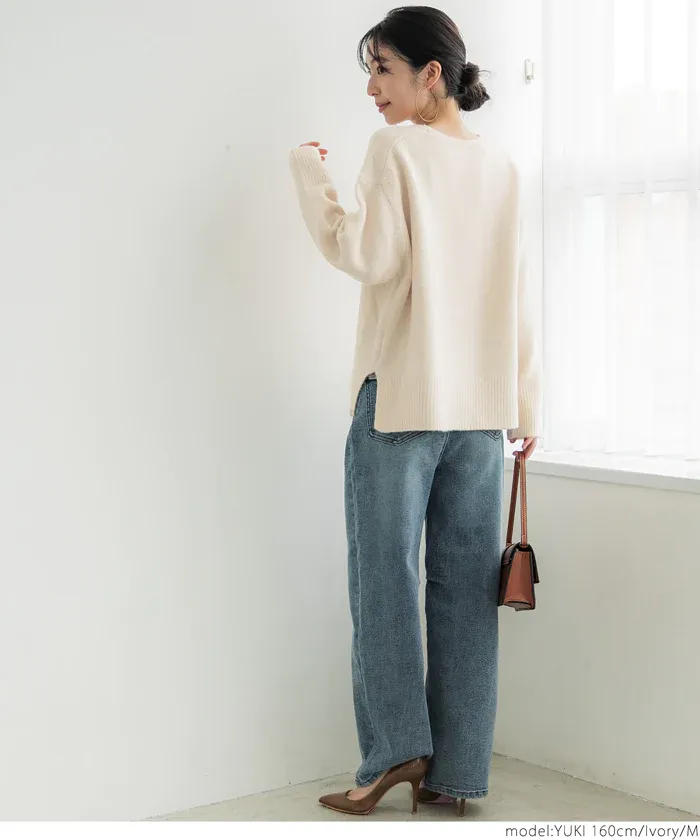 日本 COCA - ふあふあ 柔軟百搭針織毛衣-圓領-草綠