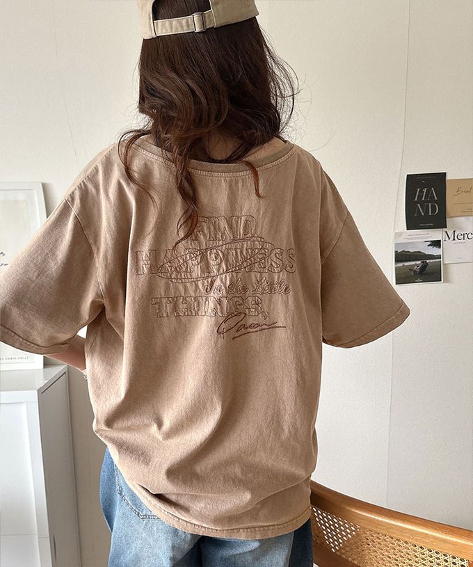 日本 Classical Elf - 純棉復古logo船領前後穿短袖上衣-淺灰