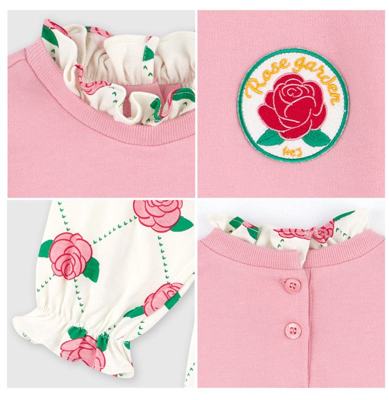 韓國 HEJMINI - 玫瑰背心層次洋裝-粉