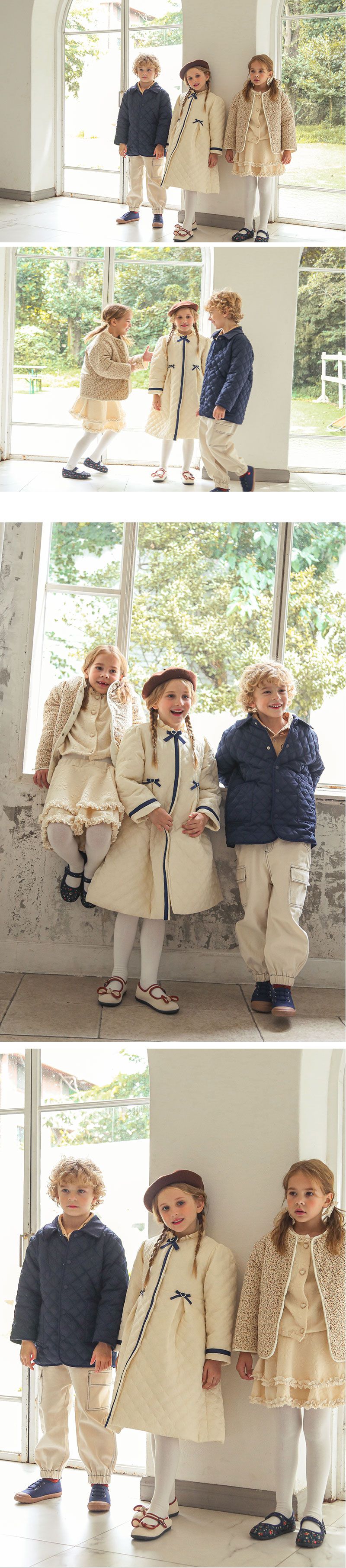 韓國 OZKIZ - 雙面穿搭鋪棉無領外套-米X卡其