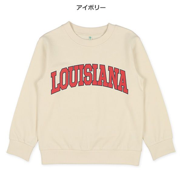 日本西松屋 - 裏毛圓領印花長袖上衣-LOUISIANA-芥黃