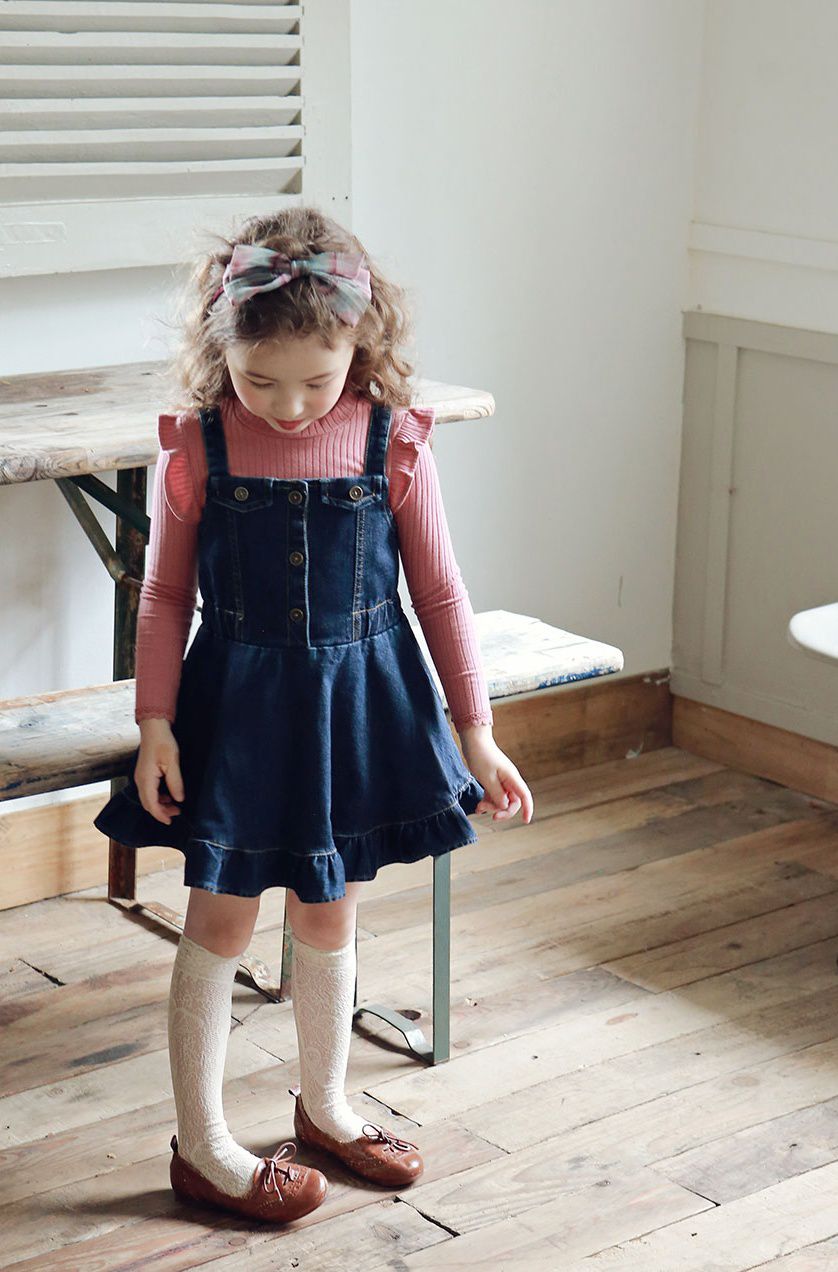 韓國 PuellaFLO - 銅釦牛仔背心裙-深藍