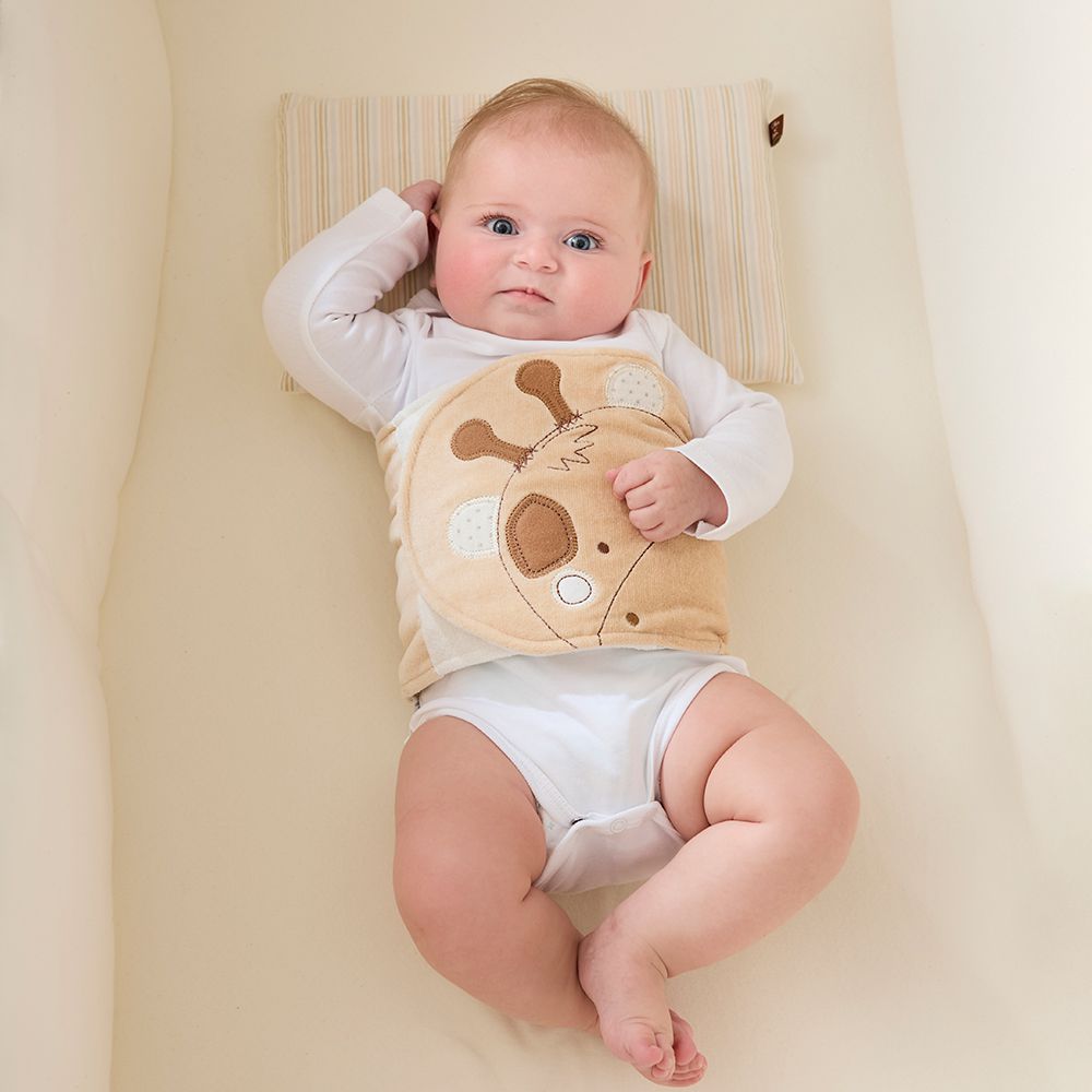 有機棉靜音魔鬼氈長頸鹿小肚圍(63x18cm 嬰兒肚圍 新生兒肚圍 透氣肚圍 寶寶護肚)