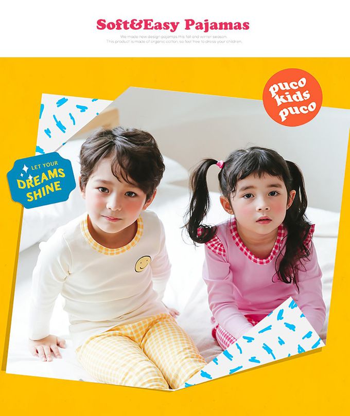 正韓 Puco - 超優質嬰幼兒/兒童長袖有機純棉家居服/睡衣-粉色甜心