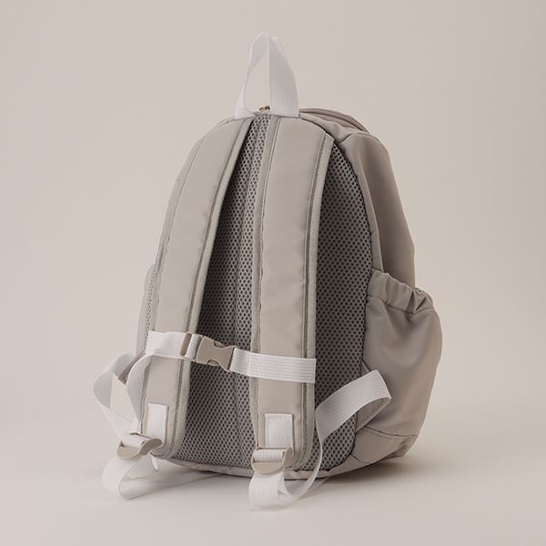 日本 petit main - 潑水加工硬挺帆布透氣背包-灰綠 (F)