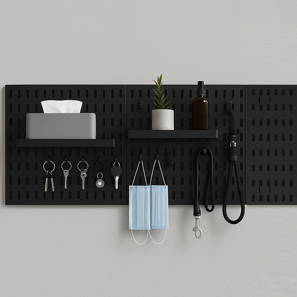 壁掛式洞洞板/多功能掛架/浴室廚房壁掛收納架/免打洞掛架 (黑色組合J款)