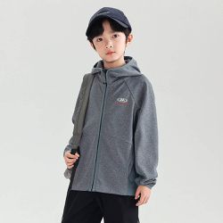 babybody - 吸濕排汗運動休閒連帽外套-藍灰色