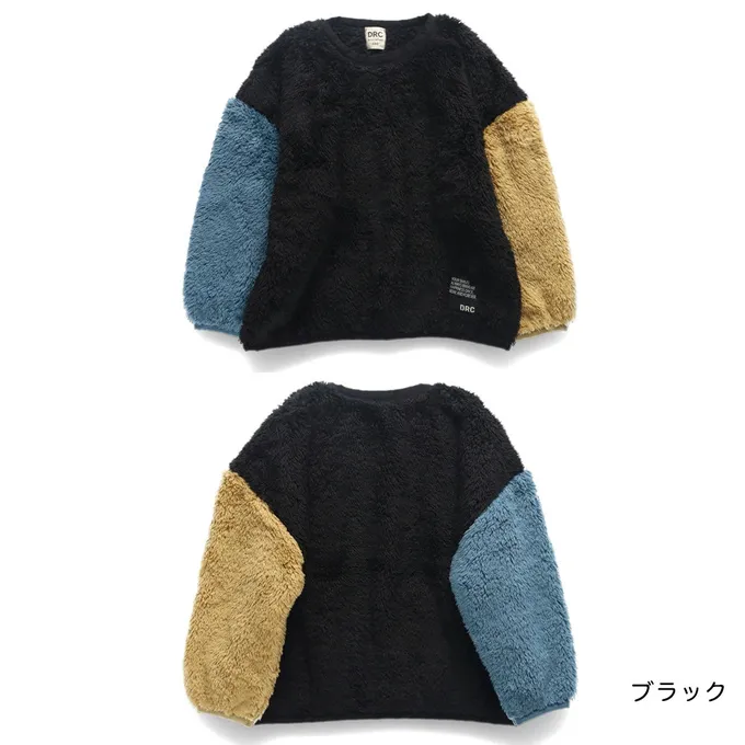 日本 BRANSHES - 泰迪熊雙面毛絨可愛長袖上衣-黑白小花