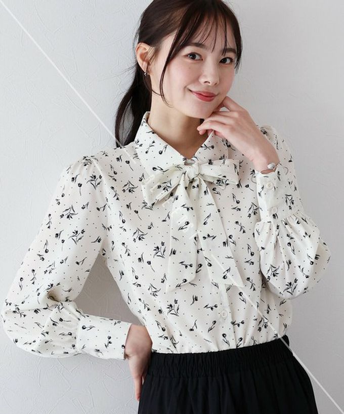 日本 BLUE EAST - 大人氣！優雅扭結雪紡長袖襯衫-灰藍