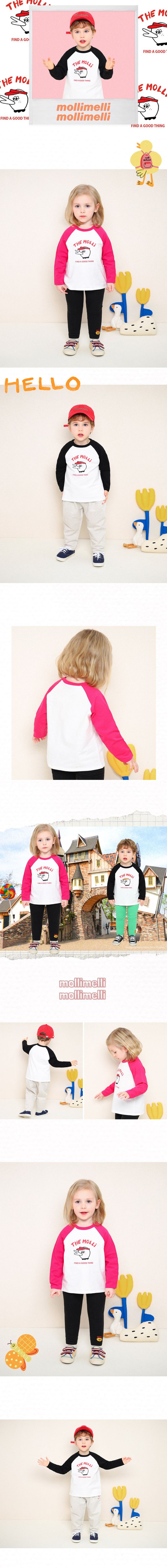 韓國 mollimelli - 厭世尖嘴鳥圓領長袖上衣-黑X白