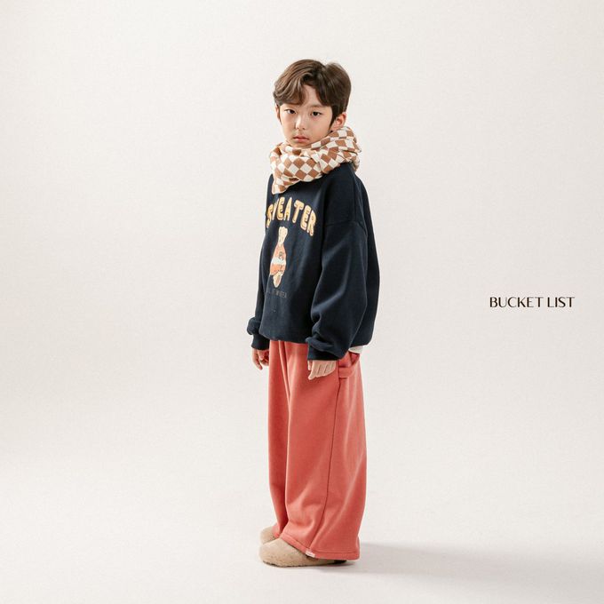 韓國 BUCKET LIST - (內磨毛)泰迪熊熊印長袖大學T-燕麥