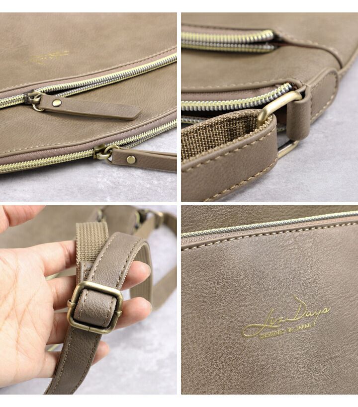 日本 LIZDAYS - 文青風輕量皮革肩背包/側背包-黑 (23x23x11.5cm)