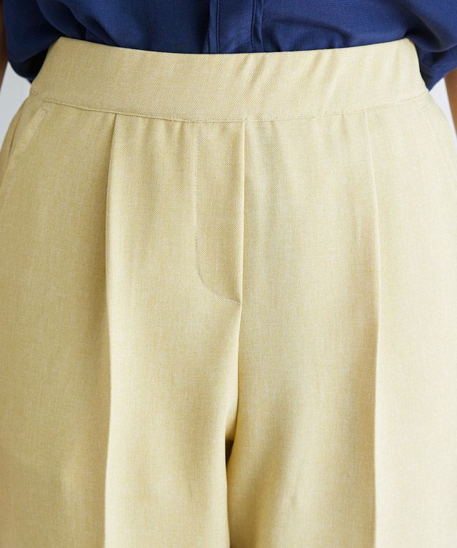 日本 Pierrot - 涼感舒適 打褶修身長褲-珊瑚橘