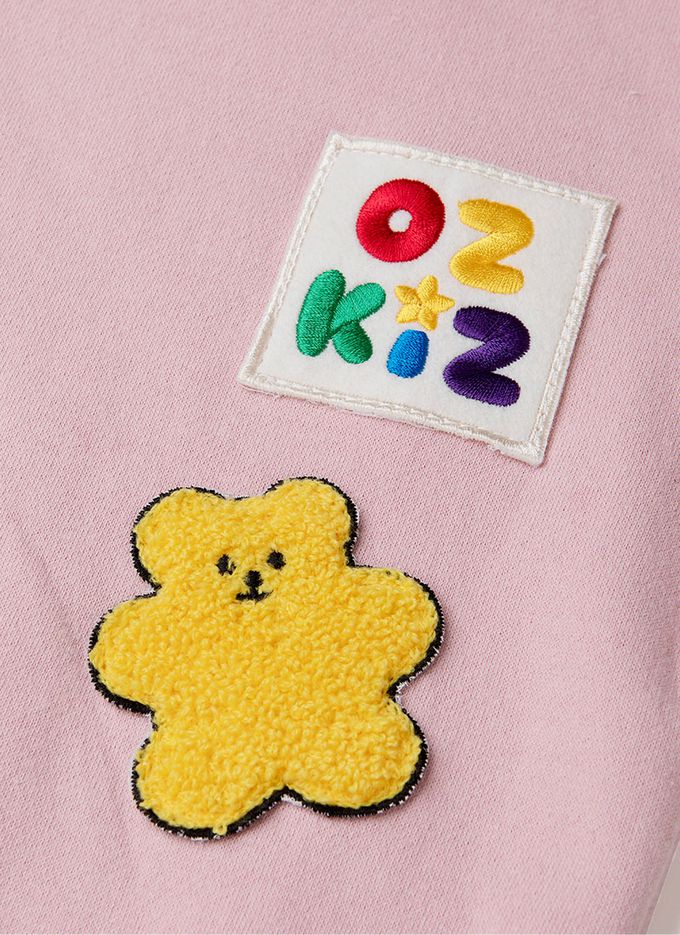 韓國 OZKIZ - 可愛泰迪暖絨磨毛長袖大學T-粉