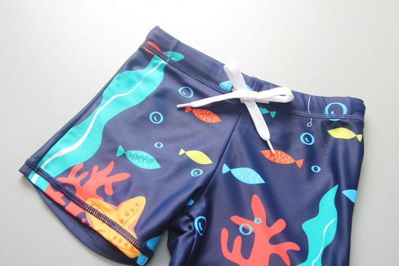 男寶防曬長袖泳裝套裝(附帽子)-肚子餓恐龍-深藍色