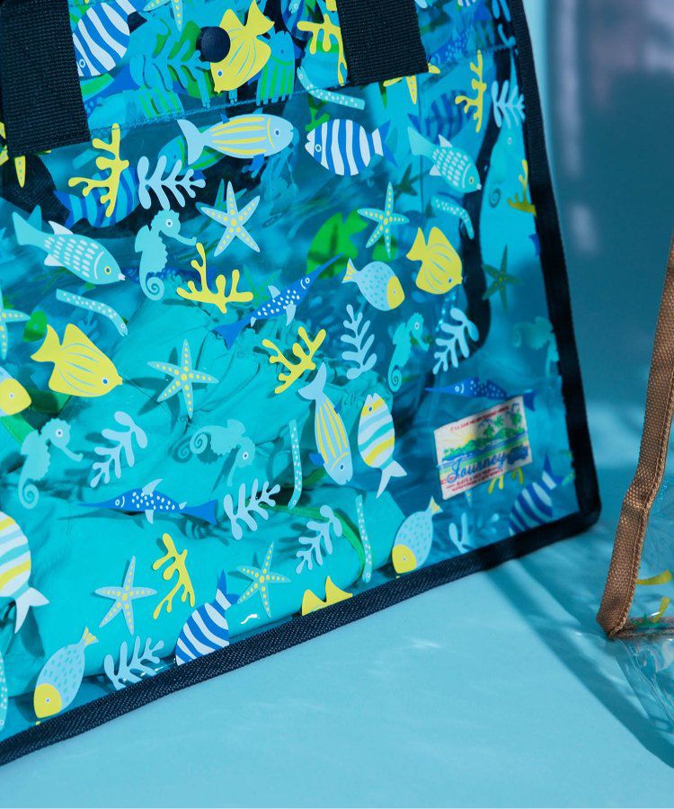 日本 BREEZE - 防水PVC手提袋/游泳包-海洋生物-水藍 (26x35x12.5cm)