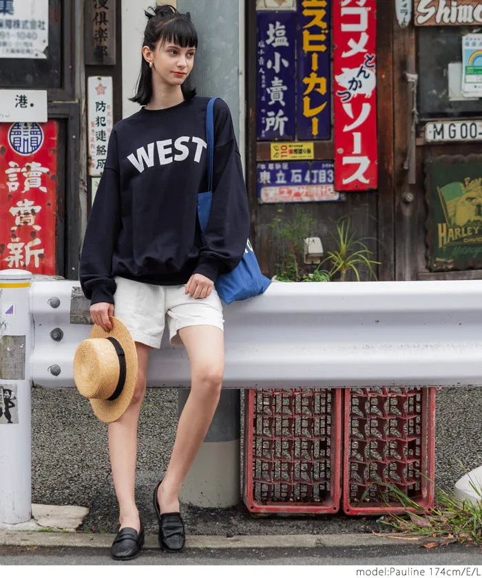 日本 COCA - 美式LOGO圓領長袖大學T-WEST-草綠