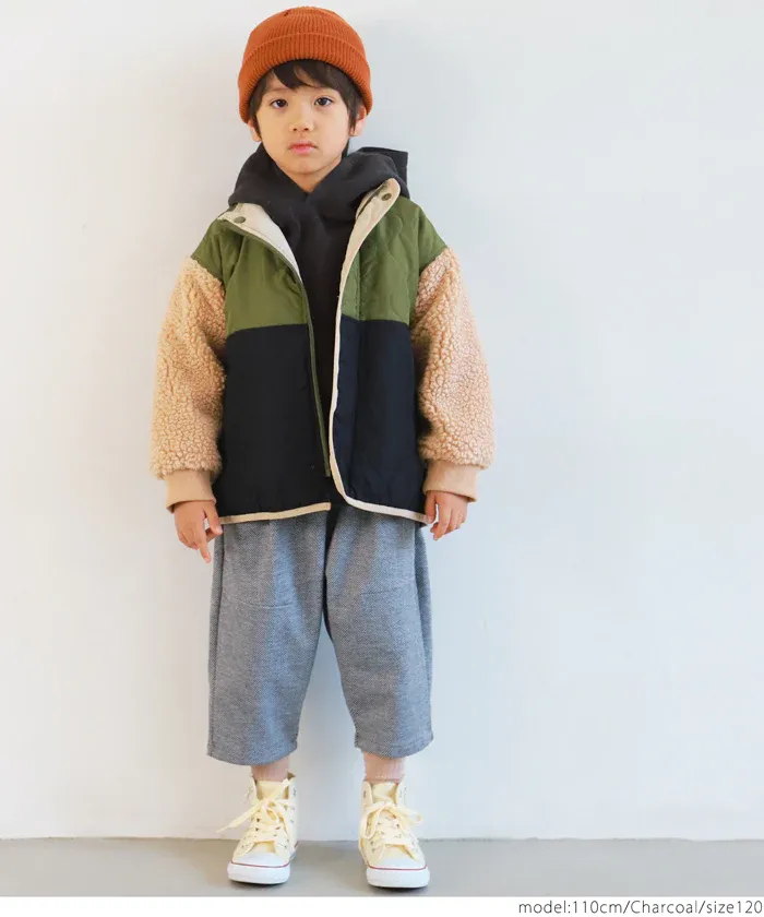 日本 COCA - fleece刷毛輕量寬鬆抽繩帽T-孩子-簡約黑