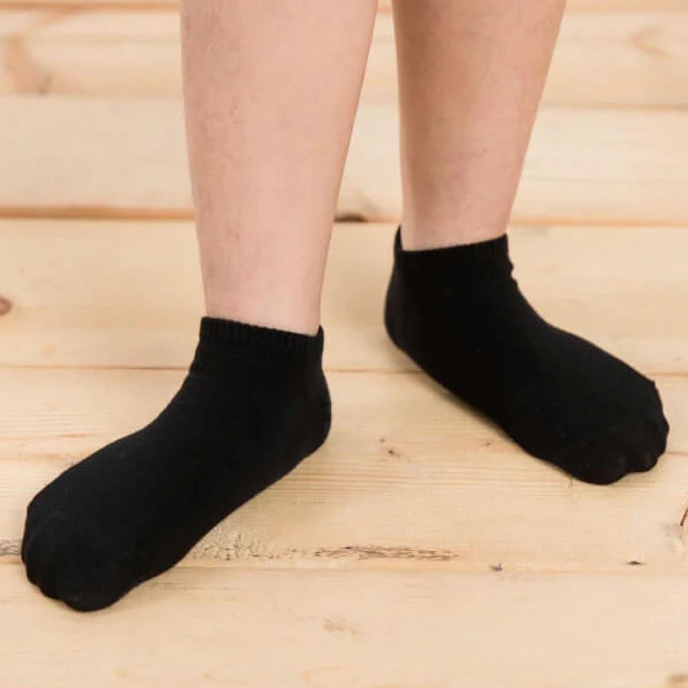 貝柔 Peilou - 兒童精梳棉細針學生襪(6雙組)-船型襪-黑色