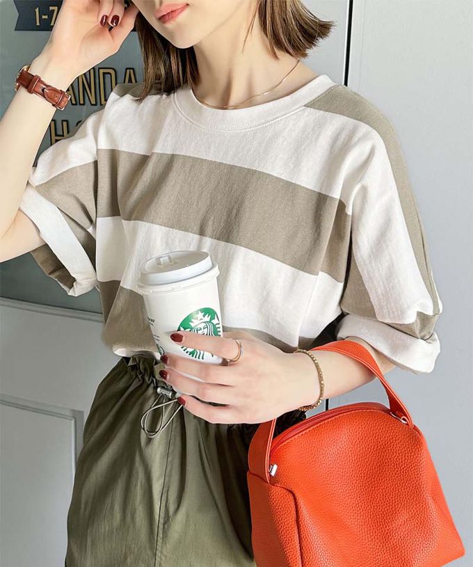 日本 Classical Elf - Java 純棉寬條紋落肩五分袖上衣-黑x白