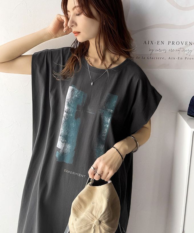 日本 Classical Elf - 下擺蕾絲酷感印花法式袖洋裝-檢查表