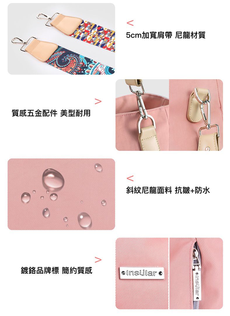 insular - 多功能防水肩背包/媽媽包-淺藍色 (36x19x38cm)