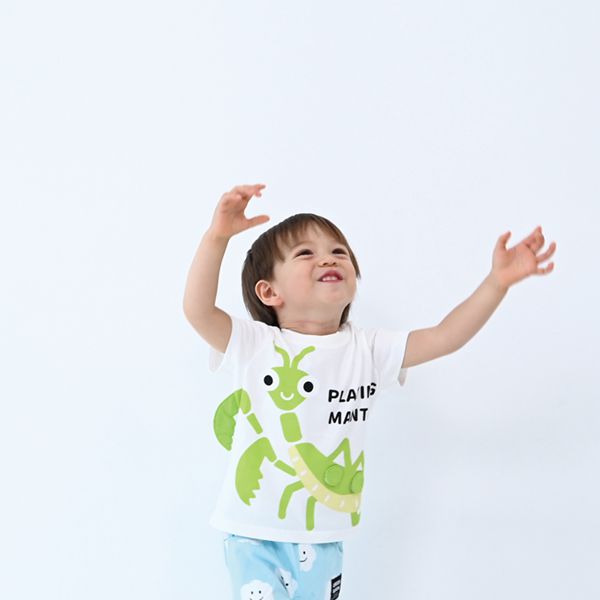 日本 Baby Room - 立體翻翻樂短袖上衣-開心螳螂-黃