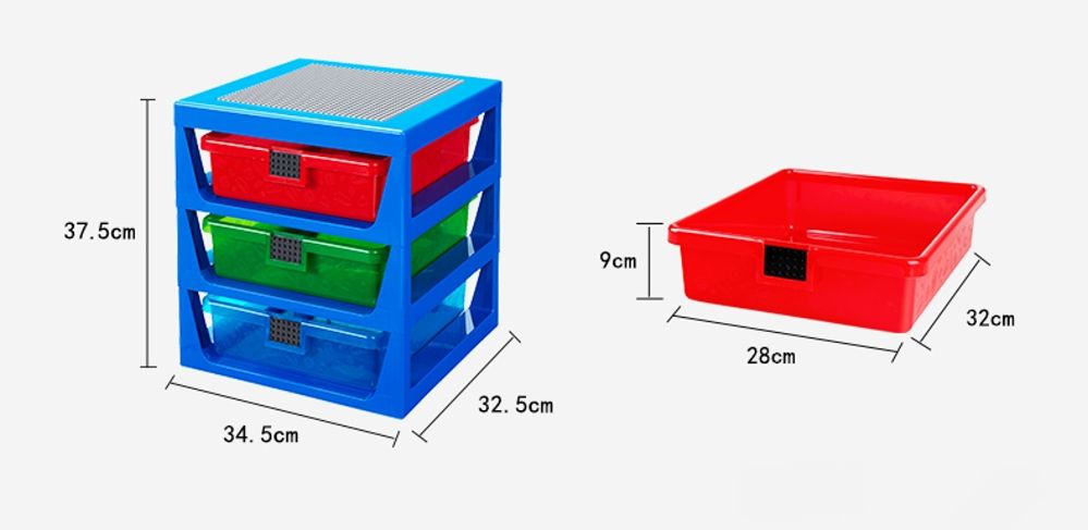 丹麥 Room Copenhagen - 樂高三層抽屜收納盒-低調灰 (34.5 x 37.5 x 32.5 cm)