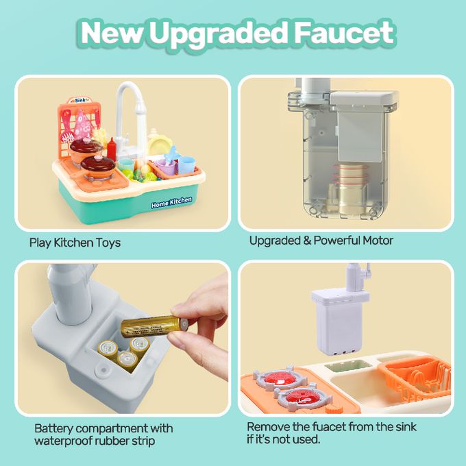 CuteStone - 兒童仿真冒煙煮飯與洗碗機切切樂套裝玩具30件組