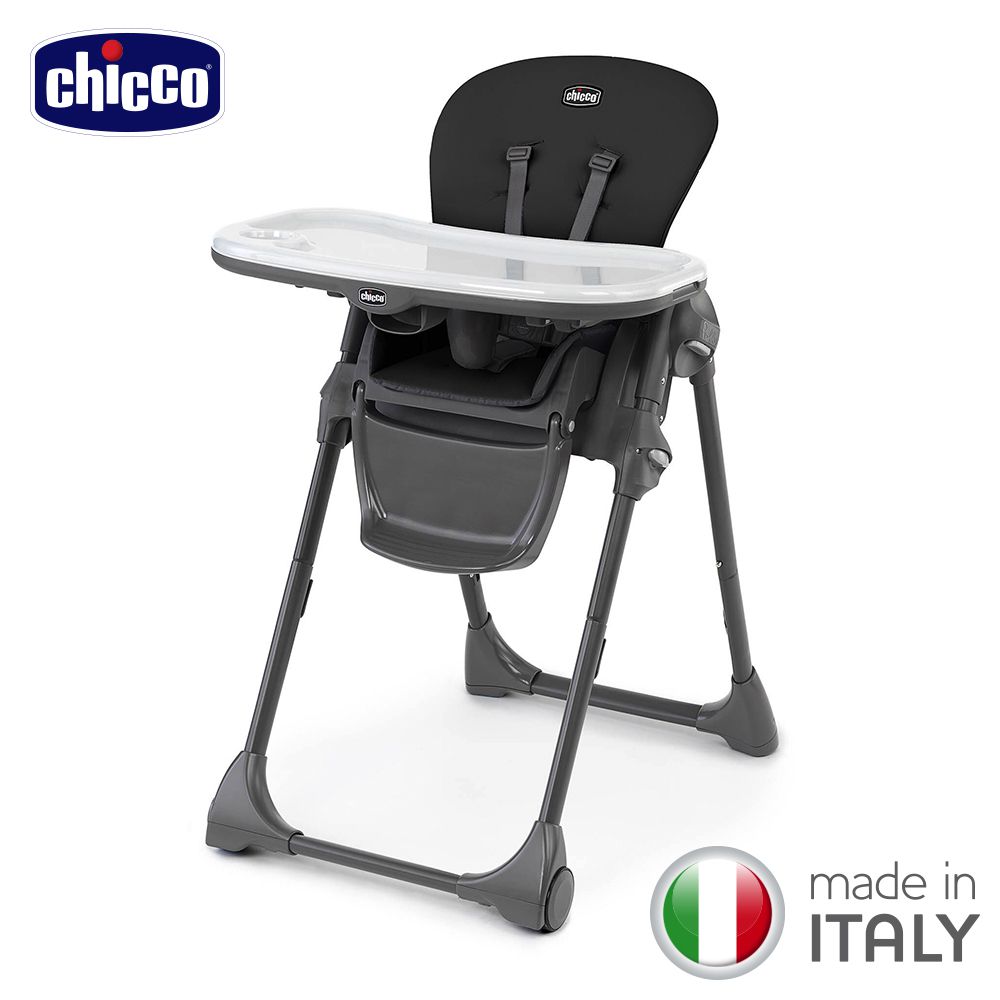 義大利 chicco - Polly 現代兩用高腳餐椅-桑葚黑