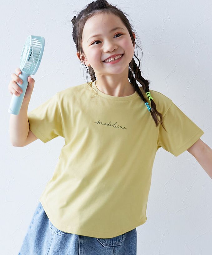 日本 devirock - 接觸涼感 女孩印花短袖上衣-背後愛心-黑