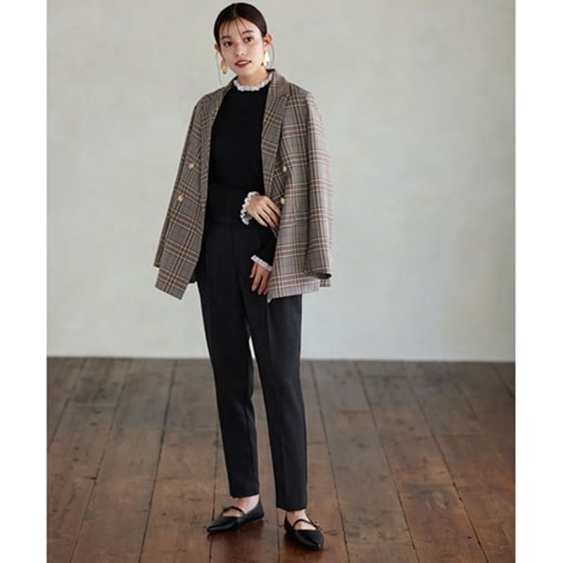 日本 BELLUNA - 氣質蕾絲拼接羅紋針織上衣-條紋x白