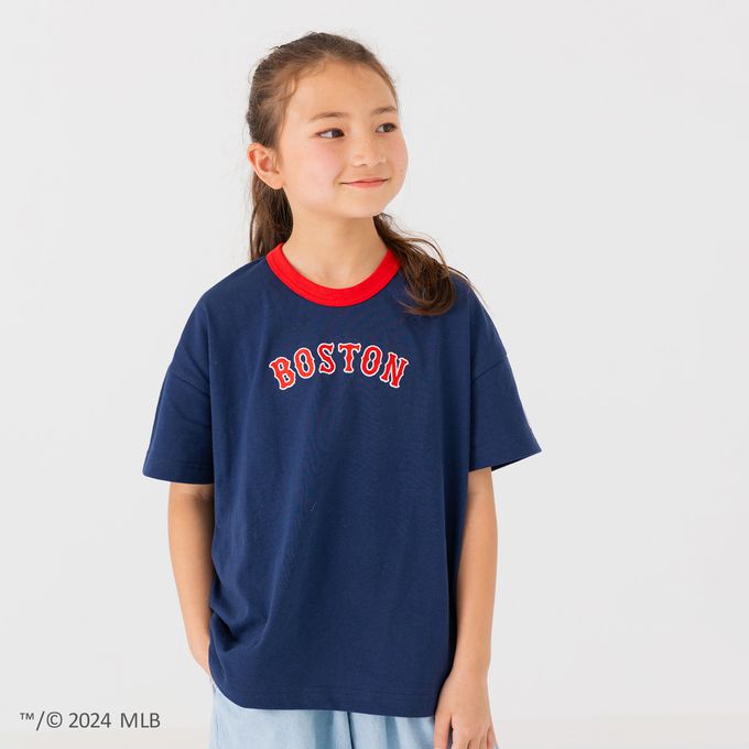 日本 Chil2 - MLB聯名 純棉印花短袖上衣-紐約洋基-白x海軍藍