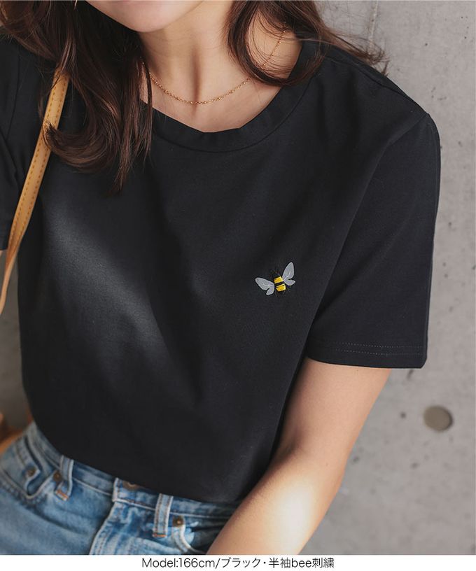 日本 Kobe Lettuce - 小亮點設計短袖上衣-黑 (珍珠領口)