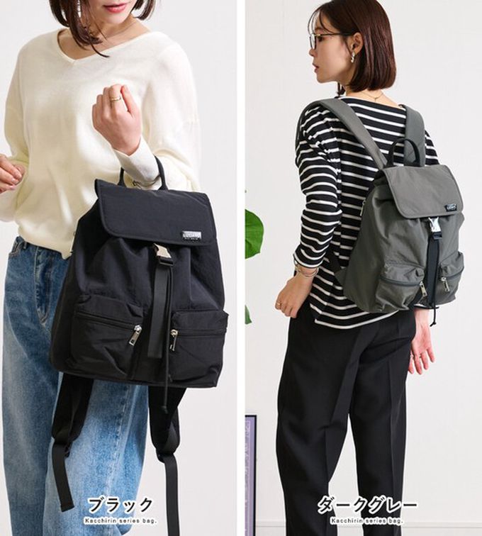 日本 LIZDAYS - 輕量簡約防潑水多口袋後背包-深灰 (30x35cm)