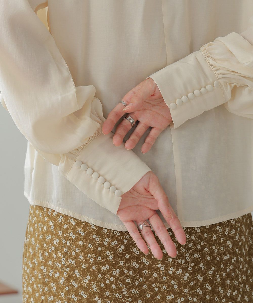 日本 Bab - 嫘縈柔滑抓皺薄長袖上衣-米杏