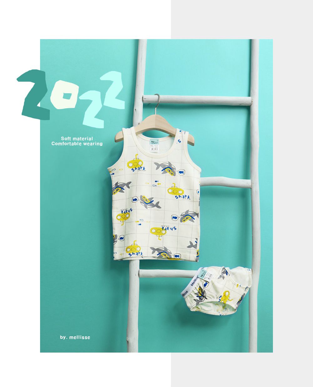 韓國 Mellisse - 純棉四角褲(男寶)-潛水鯊魚