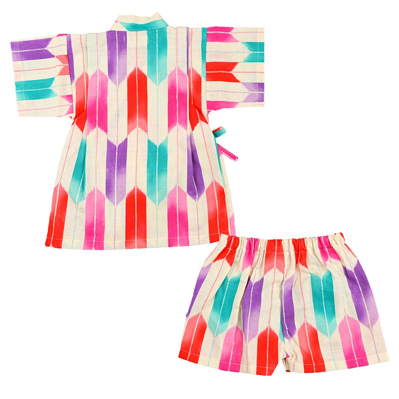 akachan honpo - 兩件式甚平-箭羽紋-粉紅色