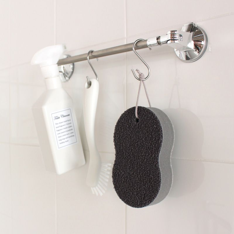 日本 MARNA - 軟硬雙面材質 除水垢菜瓜布/清潔刷-黑灰