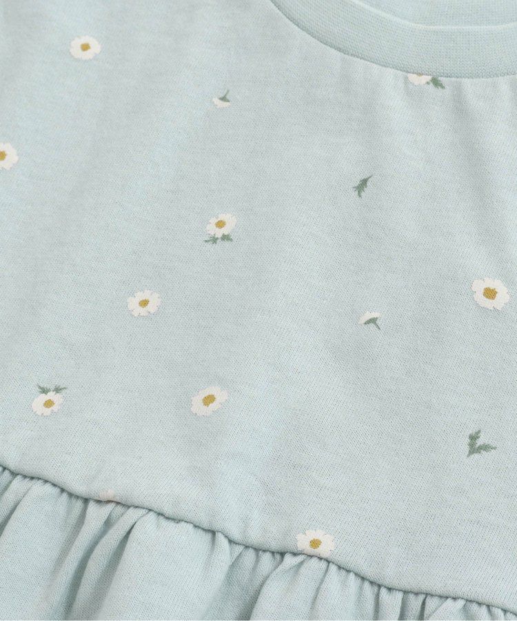 日本 apres les cours - 清新小白花蝴蝶結短袖上衣-水藍