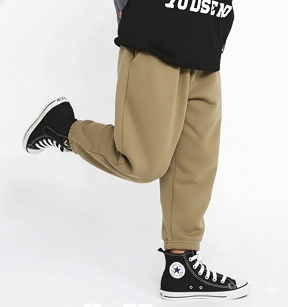 百搭舒適彈力長褲-寬版廓型-卡其