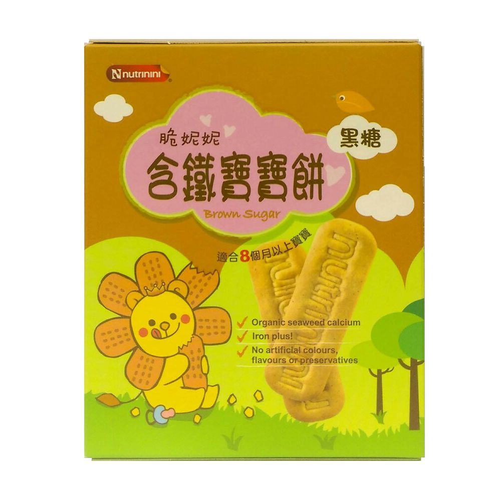 脆妮妮 nutrinini - 含鐵寶寶餅黑糖(9入/盒)-90g