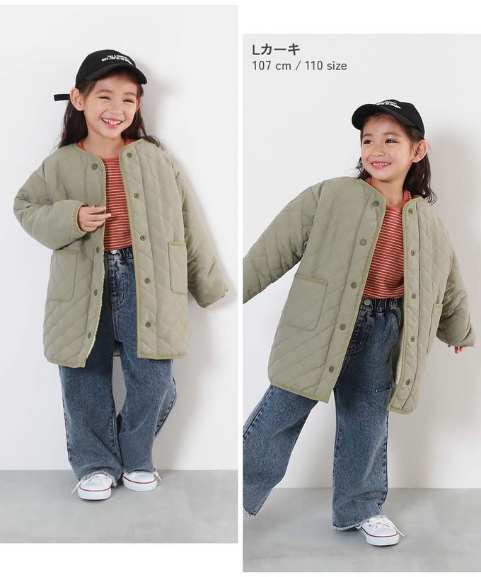 日本 devirock - 雙面穿絎縫無領時尚保暖長外套(可機洗)-軍綠